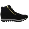 A black leather boot with a gold zipper on a white background. Produktbild-Vorschau