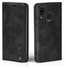 A black flip case for a Samsung Galaxy A40 phone, shown from the front and back. Produktbild-Vorschau