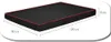 A black dog mat with red trim is shown with dimensions indicated. Produktbild-Vorschau