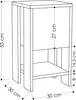 A line drawing of a modern nightstand with dimensions indicated. Anteprima dell’immagine prodotto