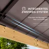 Close-up view of the integrated two-way system of a gazebo, showing the roof and wooden beams. Produktbild-Vorschau