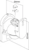 Technical drawing of a speaker mount with dimensions and angle indicators. Podgląd zdjęcia produktu