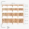 Four wooden garden borders of different heights are displayed with measurements. Podgląd zdjęcia produktu