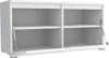 A white cabinet with two open compartments, each with a shelf. The doors are open and supported by gas struts. Produktbild-Vorschau