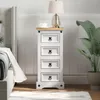 vidaXL Noční stolek , bílý, 35 x 32,5 x 74 cm, masivní Náhled obrázku produktu 3