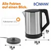 Bomann Wks3002Cb Rychlovarná konvice 1,5 l 2200 W Nerezová Náhled obrázku produktu 8