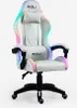 A white gaming chair with RGB lighting. Produktbild-Vorschau