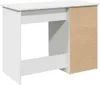 A white desk with a brown particle board side panel, shown from a side angle. Anteprima dell’immagine prodotto