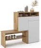 A shoe cabinet and bench set with a modern design, featuring wood-effect panels and white doors, displayed against a white background. Náhľad obrázku produktu