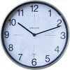 A close-up view of a UNiLUX wall clock with a silver frame. Produktbild-Vorschau