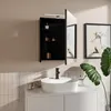 A modern bathroom vanity with a sink, faucet, and a medicine cabinet with an open door, showcasing toiletries and a mirror. Náhľad obrázku produktu