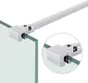 A close-up view of a chrome shower rod stabilizer attached to a glass panel. Podgląd zdjęcia produktu