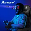 A man is playing a video game using a VR headset while sitting in a gaming chair. Produktbild-Vorschau