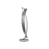 A modern, silver LED table lamp with a twisted design. Produktbild-Vorschau
