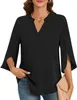 ASKSA Chemise Femme Elégante Col V Manches 3/4 Tunique Voir les images du produit 2