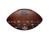 A brown American football with multiple NFL team logos printed around it, set against a white background. Náhľad obrázku produktu