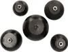 Five black spherical weights with metal inserts are arranged on a white background. Anteprima dell’immagine prodotto