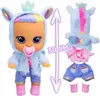 A doll and its accessories are displayed against a white background, with a size indicator. Voir les images du produit