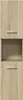 A tall, narrow bathroom cabinet with two doors and an open shelf in the middle. Náhled obrázku produktu