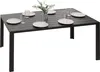 A dark grey rectangular table set with plates and glasses, with a small vase of flowers in the center. Produktbild-Vorschau