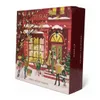 A Christmas-themed advent calendar for makeup, featuring a depiction of a store facade with people shopping. Produktbild-Vorschau