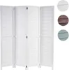 A white, four-panel folding screen with louvered panels. Produktbild-Vorschau