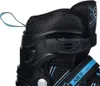 A close-up view of the top part of a black inline skate with blue and white accents. Anteprima dell’immagine prodotto