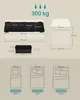 Diagrams showing the dimensions of a storage bench and bed sizes. Náhled obrázku produktu