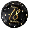 Balon foliowy Happy 18 Birthday, czarny nadruk złoty, 18' Podgląd zdjęcia produktu 3