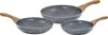 Three frying pans of different sizes are arranged in a group on a white background. Produktbild-Vorschau
