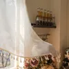 Vintage záclonka v béžové barvě s lněným vzhledem a Náhled obrázku produktu 3