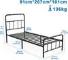 A diagram of a black metal bed frame with dimensions indicated by text and lines. Náhľad obrázku produktu