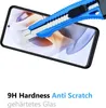 A screen protector being applied to a smartphone with a cutter knife, with text describing its features. Produktbild-Vorschau