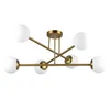 A modern, multi-arm ceiling light fixture with six frosted glass globe shades and a gold-toned metal frame, presented against a white background. Náhľad obrázku produktu