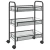 The Living Store Küchenwagen 3 Etagen Schwarz 46x26x64 cm Produktbild-Vorschau 2