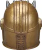 A close-up, rear view of a golden helmet with silver spikes. Anteprima dell’immagine prodotto
