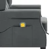 A close-up shot of a gray fabric massage chair with a yellow remote control in a side pocket. Podgląd zdjęcia produktu