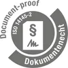 A circular logo with text and symbols indicating a document-proof certification. Voir les images du produit