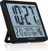 A digital clock displaying time, temperature, humidity, and date. Produktbild-Vorschau