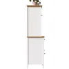 Side view of a white cabinet with wood accents. Anteprima dell’immagine prodotto