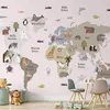Vlies Fototapete - Pastel Map - Animals and Continents for Produktbild-Vorschau 1