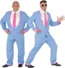 Two men posing in matching blue suits with pink trim. Produktbild-Vorschau