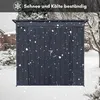 A dark gray metal shed is shown in a snowy outdoor environment, with snow falling. Anteprima dell’immagine prodotto