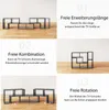 A collage of images showcasing different configurations and features of a modular TV stand. Náhled obrázku produktu