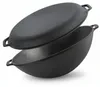 Gusseisen Wok 36 cm mit Deckel-Bratpfanne Kazan 8 L flacher Produktbild-Vorschau 1