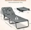 A diagram showing the dimensions and features of a foldable lounge chair. Náhled obrázku produktu