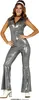 A woman is posing in a silver disco jumpsuit. Produktbild-Vorschau