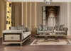 Chesterfield Sofagarnitur Dreisitzer Sitzer Grau Stoff Produktbild-Vorschau 4