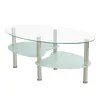 Glastisch Oval Edelstahl 90x50x42 cm，2 Ebenen Hartglas Produktbild-Vorschau 4