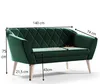 GUTTO Sofa 2 Sitzer Velour-- KARO -- Gruen Sitzbank aus Produktbild-Vorschau 3